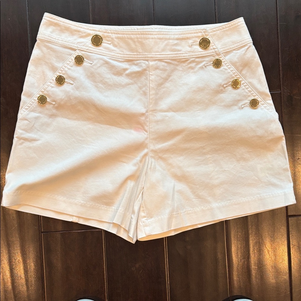 Lilly Pulitzer Cream High Waist Shorts with Gold Buttons